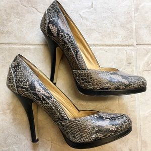 Stunning Seychelles faux snakeskin leather heels!